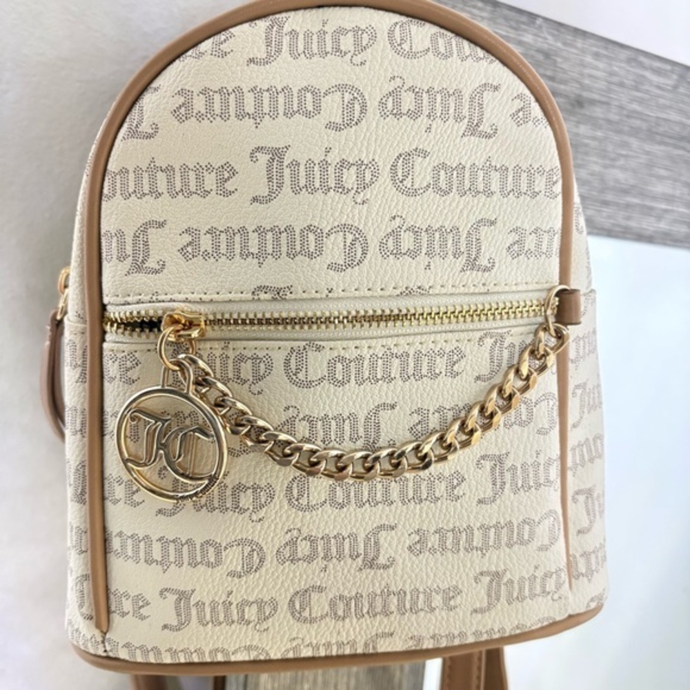 Juicy Couture pecan white and tan mini backpack